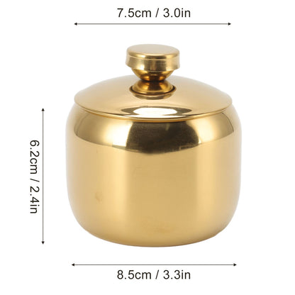 Tomotato Stainless Steel Condiment Pot, Gold Seasoning Jar Bottle with Lid, Small Spice Jars Salt Pepper Sugar Storage Container Condiment Canisters Pots for Home Kitchen (Gold)
