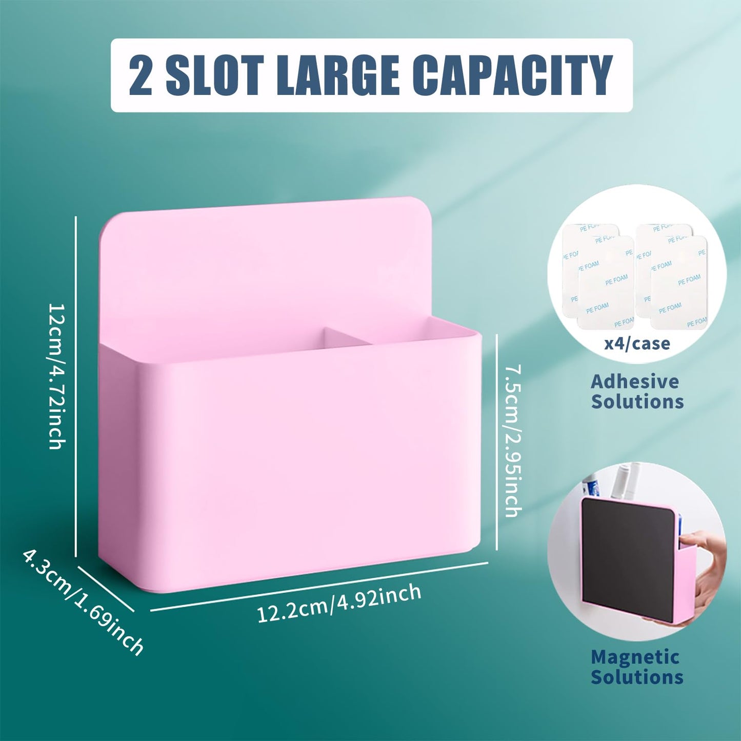 noonebutyou 2 Pcs Magnetic Marker Holder Dry Erase Marker Holder Wall Mount Self Adhesive Pen Holder Magnetic Marker Cup Holders for Whiteboard, Fridge, Home Office School (Pink)