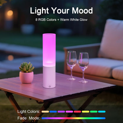 EppieBasic Cordless Table Lamp: 20H Battery Fast Charge - RGB Shower Lamp