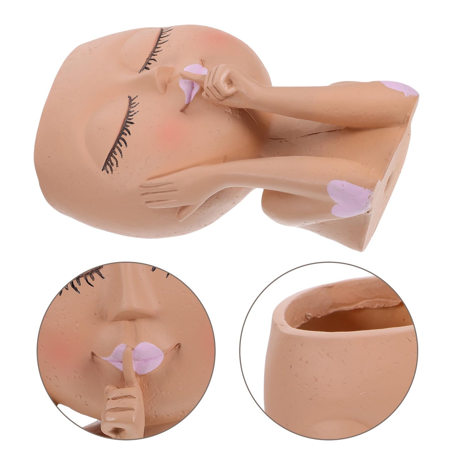 TOYANDONA Resin Face Flower Pot Planter for Indoor Plants, Unique Succulent Plant Container with Fun Design, Decorative Garden Pot for Home and Office Use