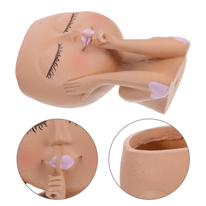 TOYANDONA Resin Face Flower Pot Planter for Indoor Plants, Unique Succulent Plant Container with Fun Design, Decorative Garden Pot for Home and Office Use