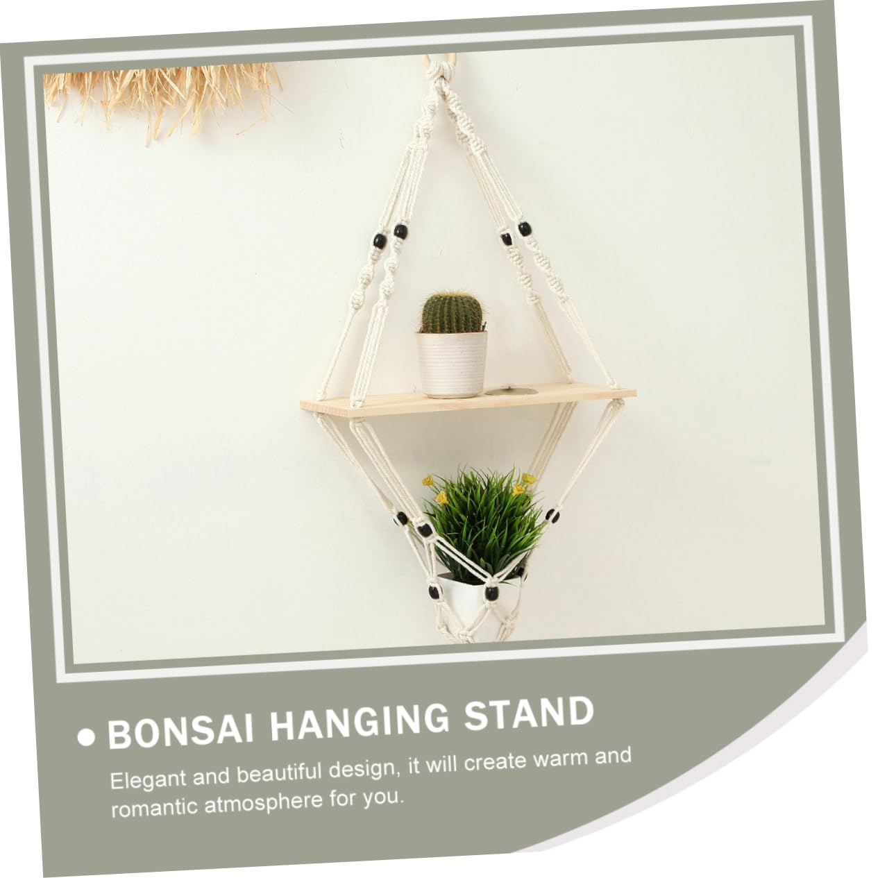 HANABASS 1Pc Nordic Style Cotton Rope Plant Holder Woven Hanging Rack for Flowerpots Indoor Wall Decor Bonsai Stand with Elegant Simple Design for Patio and Garden