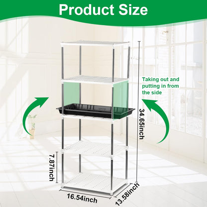 RooTrimmer 5 Layer Seed Starter Tray, Plant Stand, Storage for Nursery Pot Seedling Cell Tray Container Indoor/Outdoor Plant Rack Holder (White)
