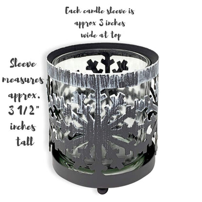 Metal Snowflake Candle Holders Set of 2 with Glass Votive Inserts, Winter Table Centerpiece Decorations, Christmas Snowflake Decor for Dining Table, Mantel, Shelf, Holiday Home Accent, 3 Inch Height