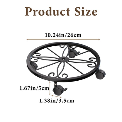 KOOKASHOP 10" Plant Caddy with Wheels, 1 Pack Plant Stand with Wheels, 360° Lockable Plant Rollers Plant Dolly, Plant Tray with Casters for Indoor and Outdoor.