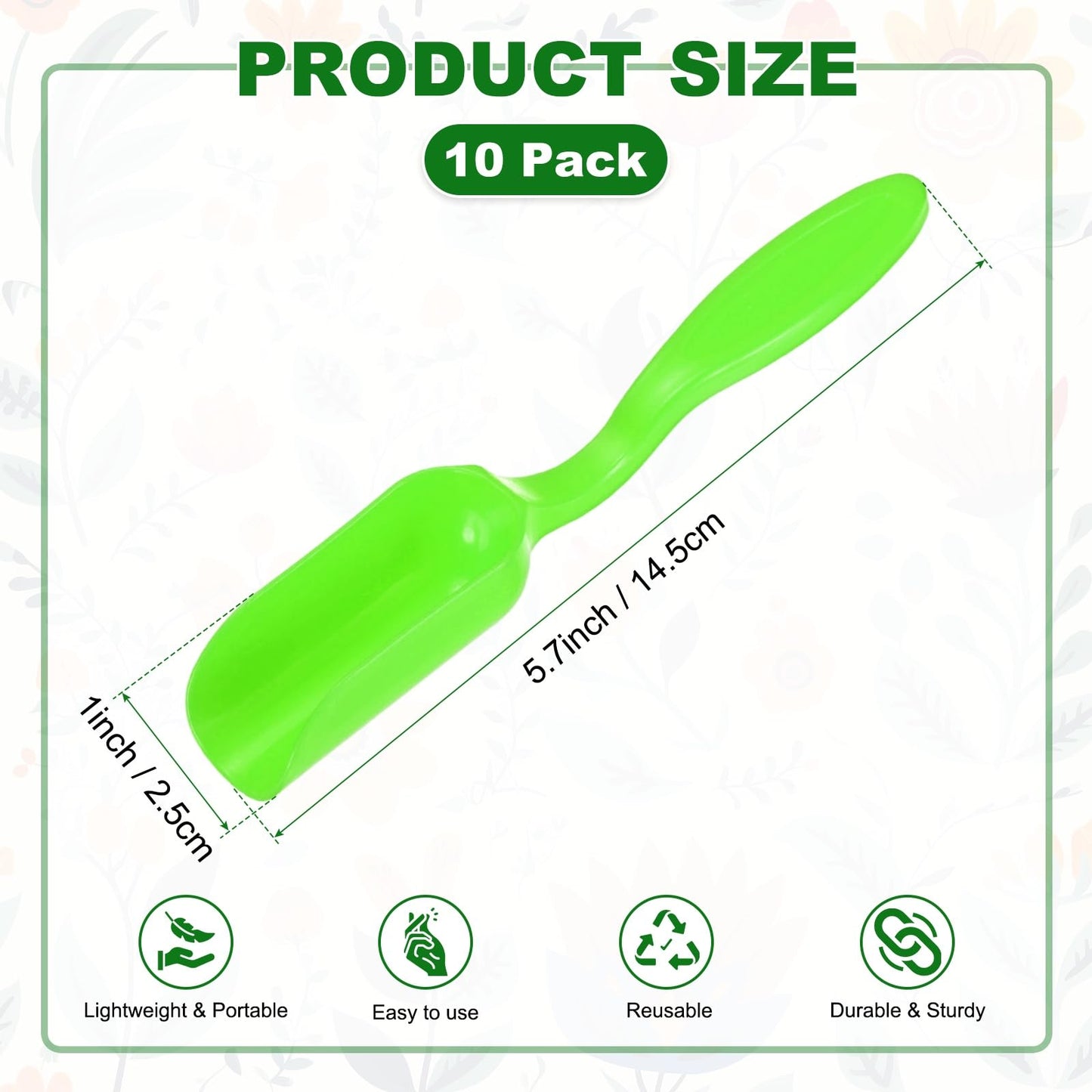 M METERXITY 10-Pack Mini Gardening Shovel Spoons, Plastic Garden Soil Scoops for Cultivation Digging Transplanting/Flower Planting/Plant Succulent, Colorful Small Gardening Tools [Green]