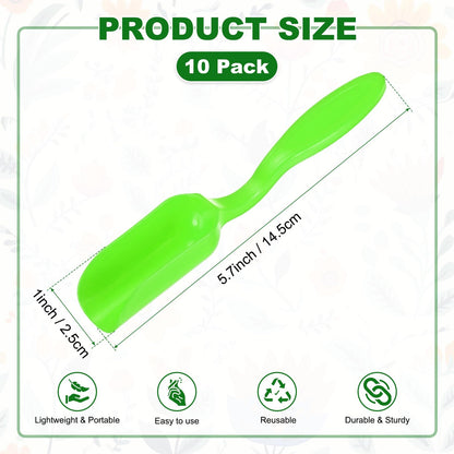 M METERXITY 10-Pack Mini Gardening Shovel Spoons, Plastic Garden Soil Scoops for Cultivation Digging Transplanting/Flower Planting/Plant Succulent, Colorful Small Gardening Tools [Green]