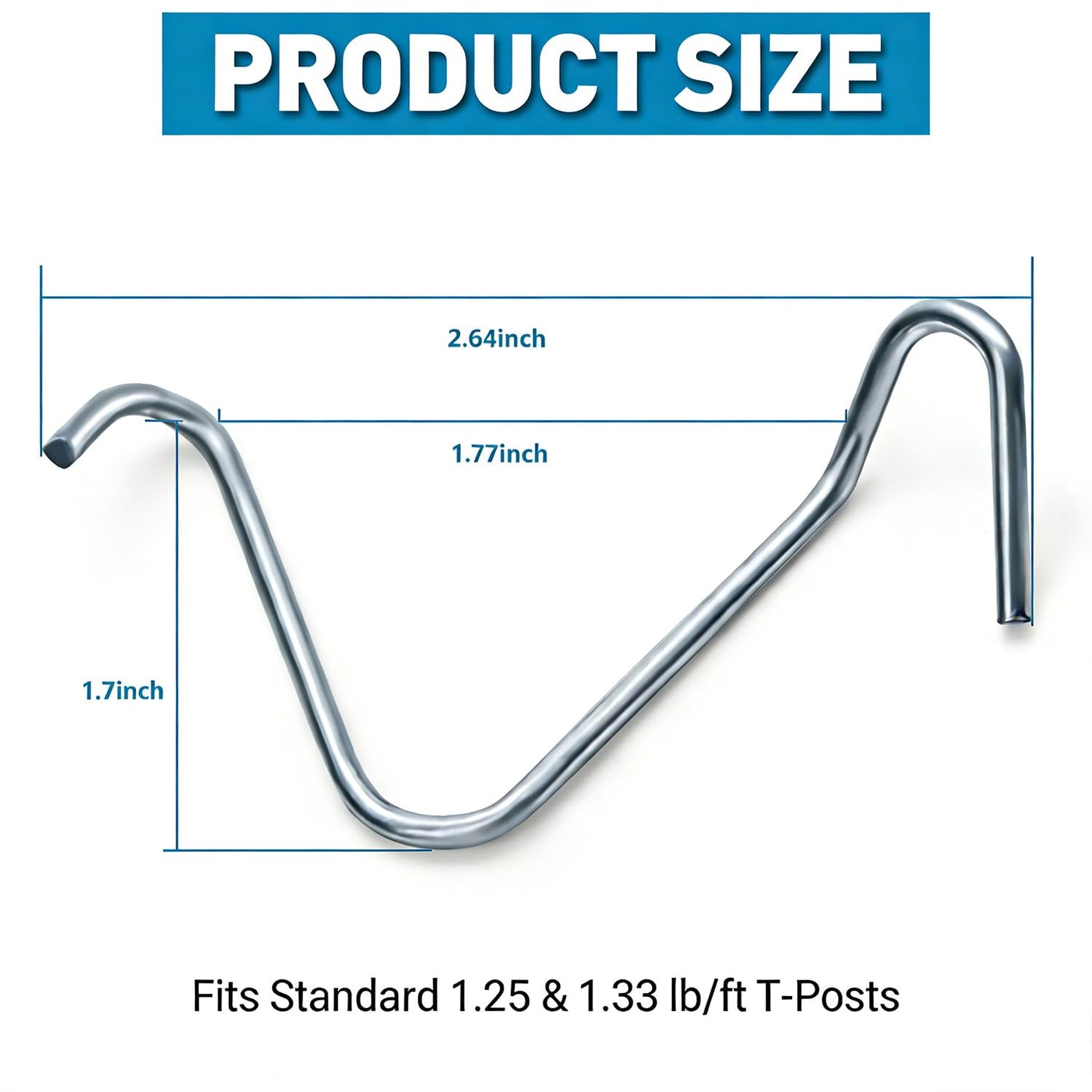 100PCS T-Post Wire Clips, Galvanized Steel Fence Clips, Heavy-Duty Clip Bending Tool, Time-Saving and Convenient Fence Wire Clips for Tightening Farm, Ranch, Garden Fence Wires