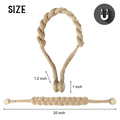 BEL AVENIR Jute Curtain Tiebacks Magnetic Woven Curtain Holdback Drapery Tie-Back (Jute-2Pack)