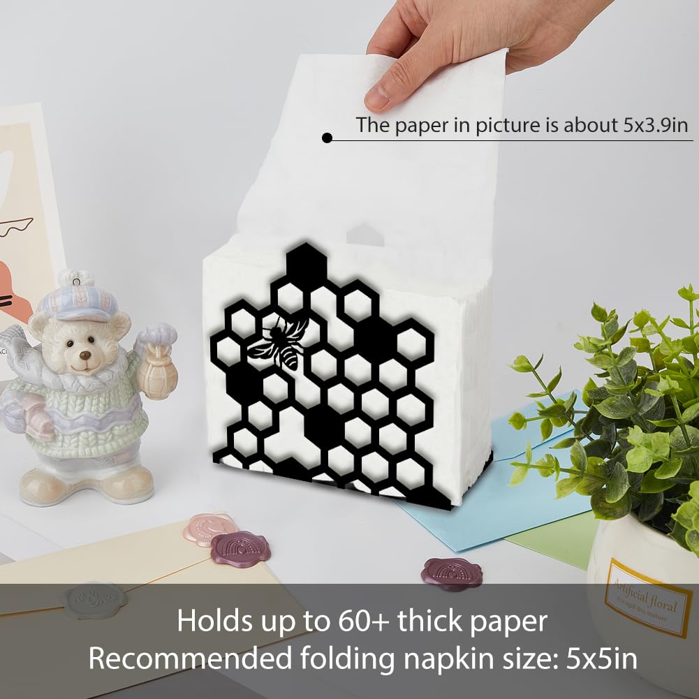 SUPERDANT Bees Napkin Stand Metal Tissue Holder Organizer Hive Bees Paper Napkins Holders for Kitchen Serviette Holder Dispenser Home Dining Room Dinner Party Farmhouse Table Decoration