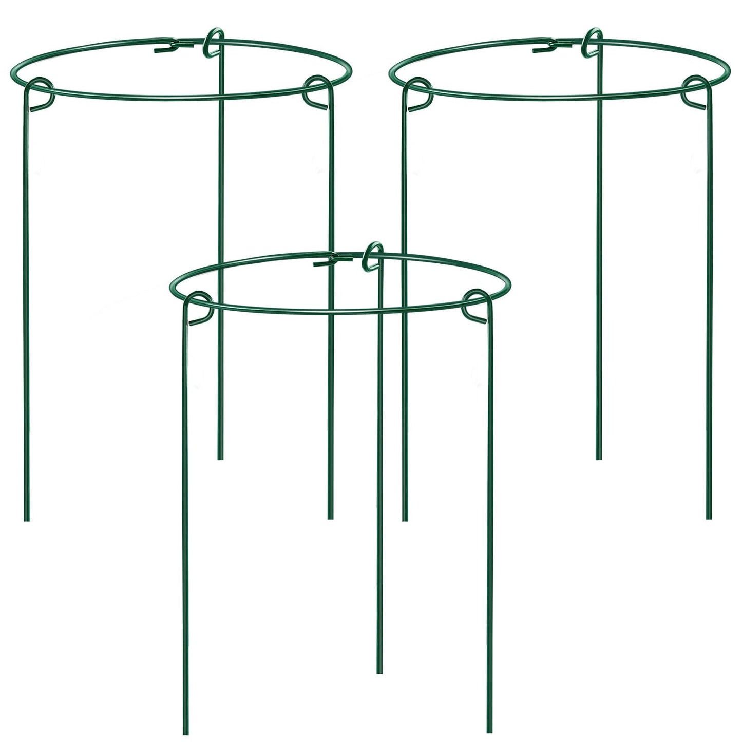 HiGift 3 Pack Peony Cages Support Stakes Ring for Garden, Round Plant Support for Outdoor (10" W x 17" H), Indoor Plant Cages Hoops Plant Rings for Tomatoes,Rose,Astilbes,Vine Indoor Potted Plants