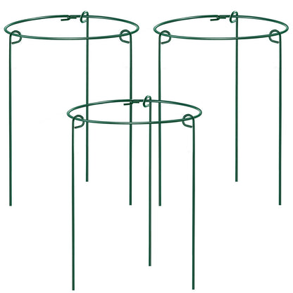 HiGift 3 Pack Peony Cages Support Stakes Ring for Garden, Round Plant Support for Outdoor (10" W x 17" H), Indoor Plant Cages Hoops Plant Rings for Tomatoes,Rose,Astilbes,Vine Indoor Potted Plants