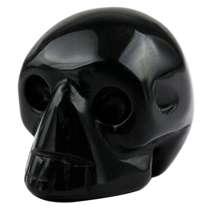 SUNYIK Black Obsidian Carving Skull Stone Pocket Statue Figurine Decor 1" Pack of 5