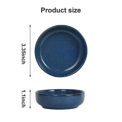 Fitzkor 3.25 Inch- Set of 6 Dipping Bowls, Ceramic Soy Sauce Dipping Dish set, Chip and Dip bowl, Serving bowl for side dish, Mini Appetizer Plates for Condiment Sushi Ketchup