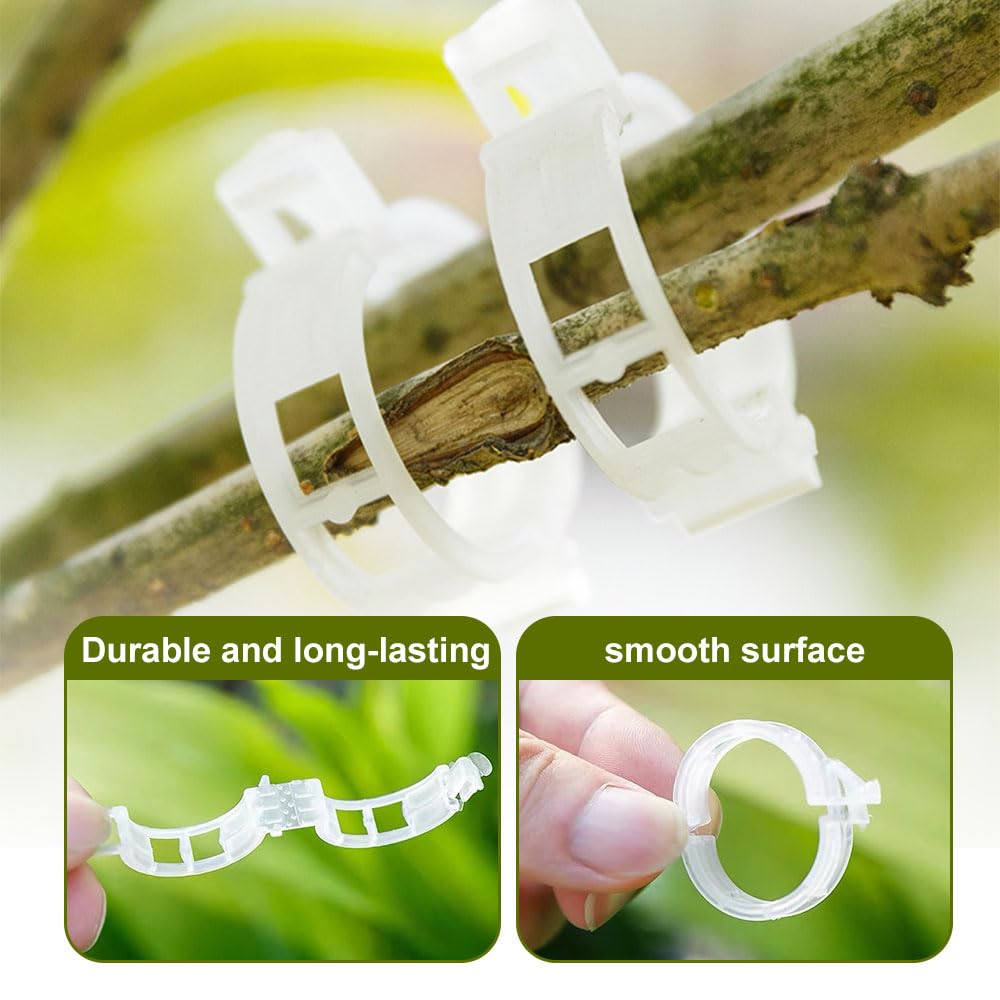 Plant Support Clips,100/150/300 PCS Plant Clips for Climbing Plants Clear for Tomato Grape,Garden Clip Plants Support Clip Garden Clips Vine Vegetables Fixing Clip (White-50pcs)