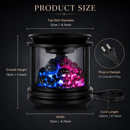 Dicimi Halloween Wax Warmer - Skull Wax Melter for Scented Wax Cubes & Essential Oils, 4-in-1 Electric Warmer with Hot Plate, Spooky Ghost Decor Gift