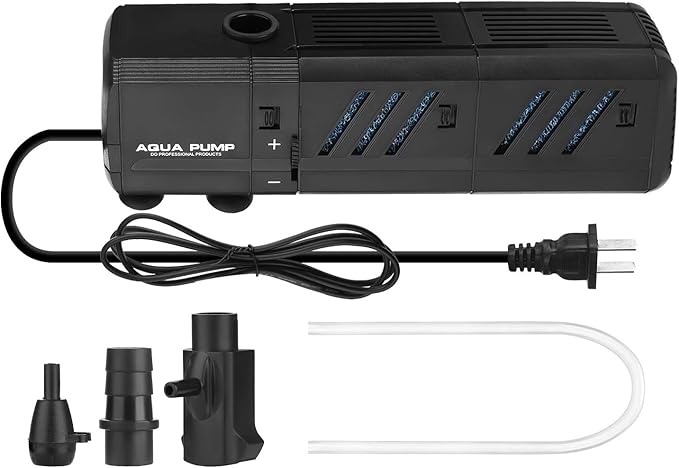 Submersible Aquarium Internal Filter 8W, Adjustable Fish Tank Filter with 200 GPH Water Pump for 10-50 Gallon Fish Tank Black