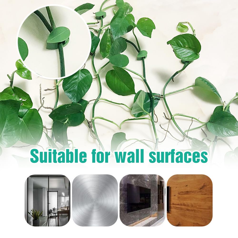 Hulezt Plant Climbing Wall Fixture Clips, 2026 New Plant Clips for Climbing Plants, Green Leaf Shaped Self-Adhesive Plant Wall Clips for Vine Support Traction and Cable Organization (60, Green)