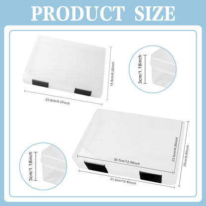 Olutacot 12 Pcs Clear A4 A5 File Box Document Plastic Storage Box with 48 Labels File Holder Organizer Box Paper Plastic Case Magazine Protector with Buckle Office School Supplies(Black)