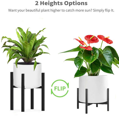BSTMAI Metal Plant Stand, Adjustable Size Fits 10 12 13 14 15 16 Inches Large Planter Pot,Mid Century Expandable Plant Holder Indoor Outdoor Corner (HeavyBlack, Fits all pots between 8" and 16")
