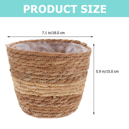 Toddmomy Woven Plant Pot Basket Handwoven Planter for Indoor Plants Natural Rattan Flower Basket 7.08X7.08X5.90 Inch Lightweight Decorative Storage Container