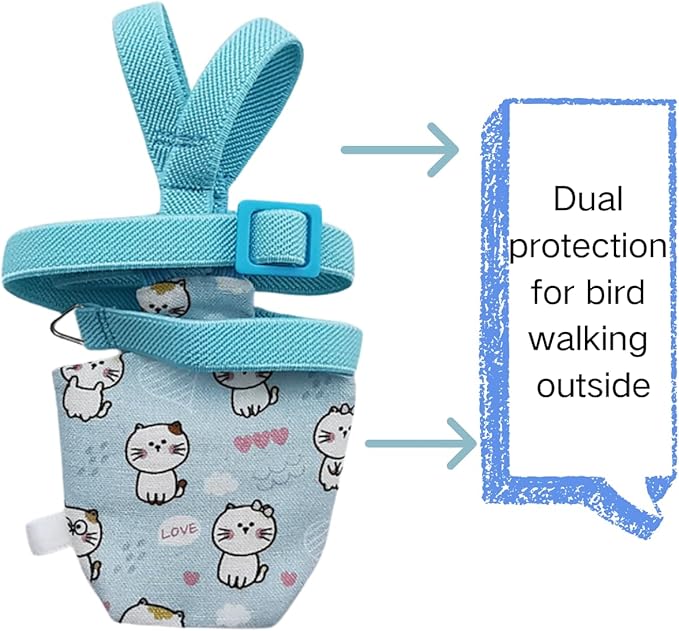 Adjustable Bird Diaper Harness Flight Suit Clothes with 80 Inch Flying Leash Rope for Parrots Conure Cockatiel (Blue,Pigeon)