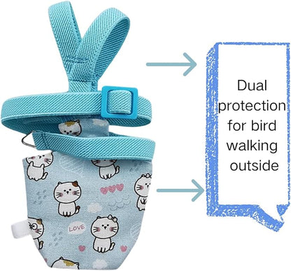 Adjustable Bird Diaper Harness Flight Suit Clothes with 80 Inch Flying Leash Rope for Parrots Conure Cockatiel (Blue,Pigeon)