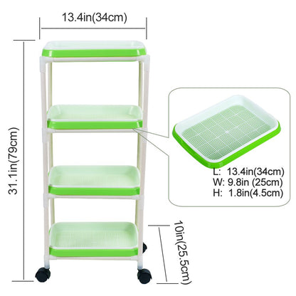 4 Layers Sprout Trays with Extra Strength Plastic Shelf Soil-Free Healthy Wheatgrass Seeds Grower & Storage Trays for Garden Home Office