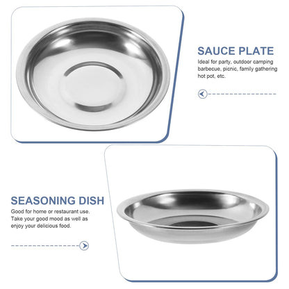 BESPORTBLE Stainless Steel Small Plates 10-Pack 4 Inch Round Sauce Dishes for Condiments Mustard Bowls Appetizer Plates for Home Restaurant Outdoor Camping and Bbq