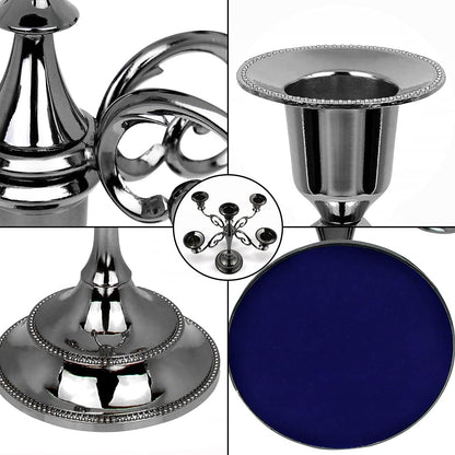 FANWNKI 5-Candle Metal Candelabra 10.2 Inch Tall Candlestick Candle Holders for Home Decor Wedding Christmas Church Halloween Party, Black