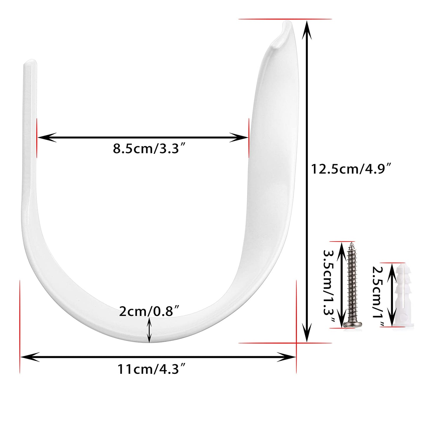 Sumnacon 2 Pcs Aluminum Alloy Curtain Holdbacks - Decorative Wall Mounted Drapery Tiebacks with Screws, Heavy Duty Window Treatment Holdbacks for Home Decor, White
