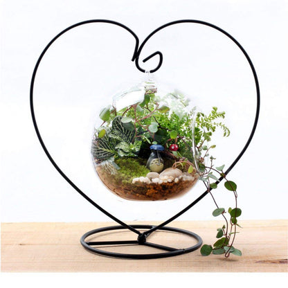 Archi Heart-Shaped Ornament Display Stand Iron Pothook Stand for Hanging Glass Terrarium (Heart-1)