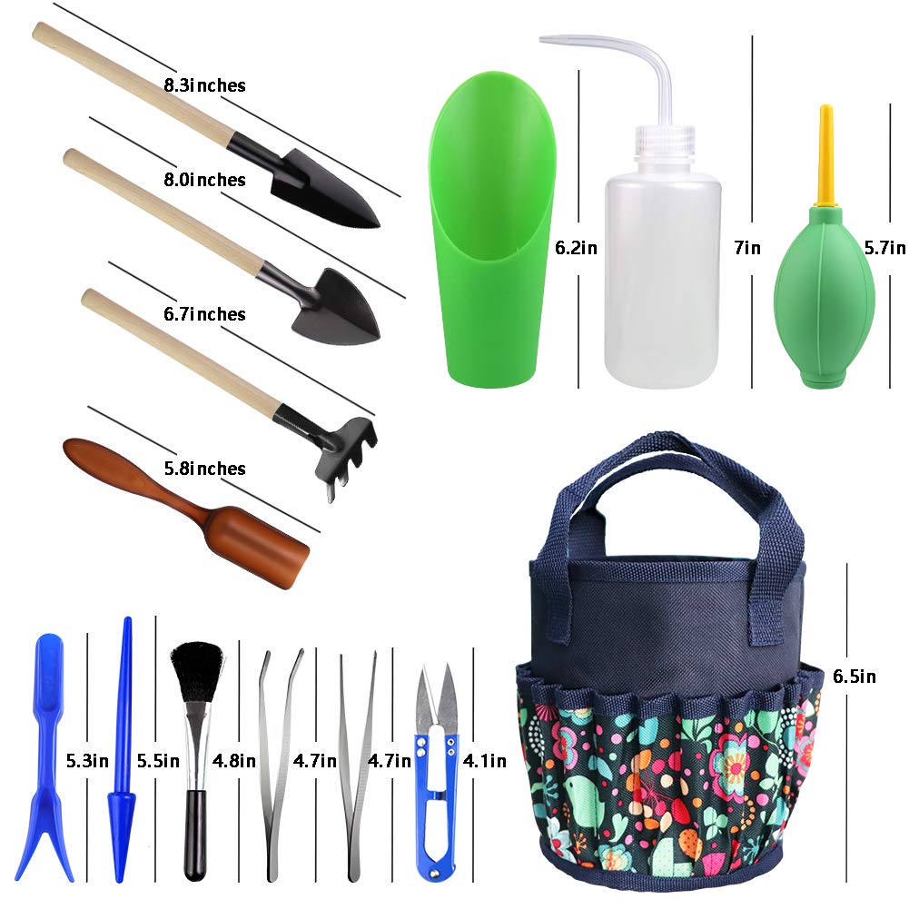 Succulent Tools Kit with Organizer Bag and Planting Operation Mat,Gardening Tool Set with Tote,Mini Succulent Garden Tool Kit Succulent Bonsai Planter Set Indoor Gardening,Miniature Indoor Planting
