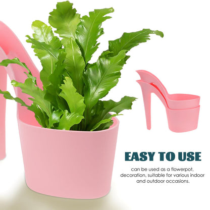 Kisangel 2Pcs High Heel Shaped Flowerpot, Stylish Shoe Design Planter Succulent Nursery Pots for Outdoor Garden Display Flower Pots