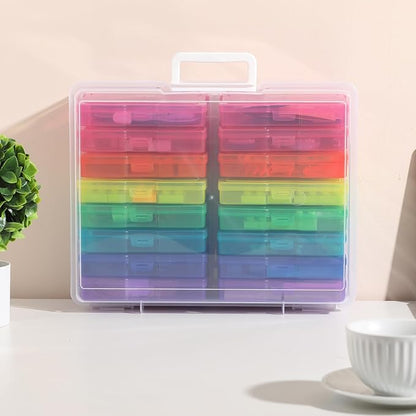 novelinks Transparent 4" x 6" Photo Cases and Clear Craft Keeper with Handle, 16 Inner Photo Organizers & Photo Storage Box, Plastic Photo Storage Containers (Color - 2Pack)