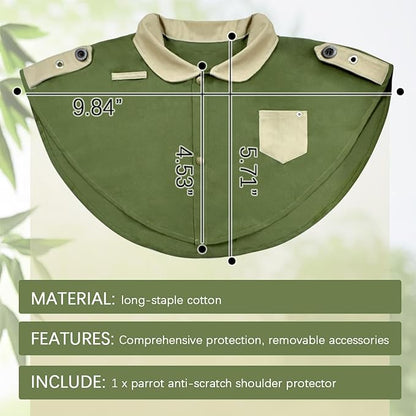 Parrot Anti-Scratch Shoulder Stand Pet Bird Training Shoulder Protector Cape Parrots Poop Shawl Diaper Flight Suits for Macaws Cockatoos Parakeets Cockatiels (Green)
