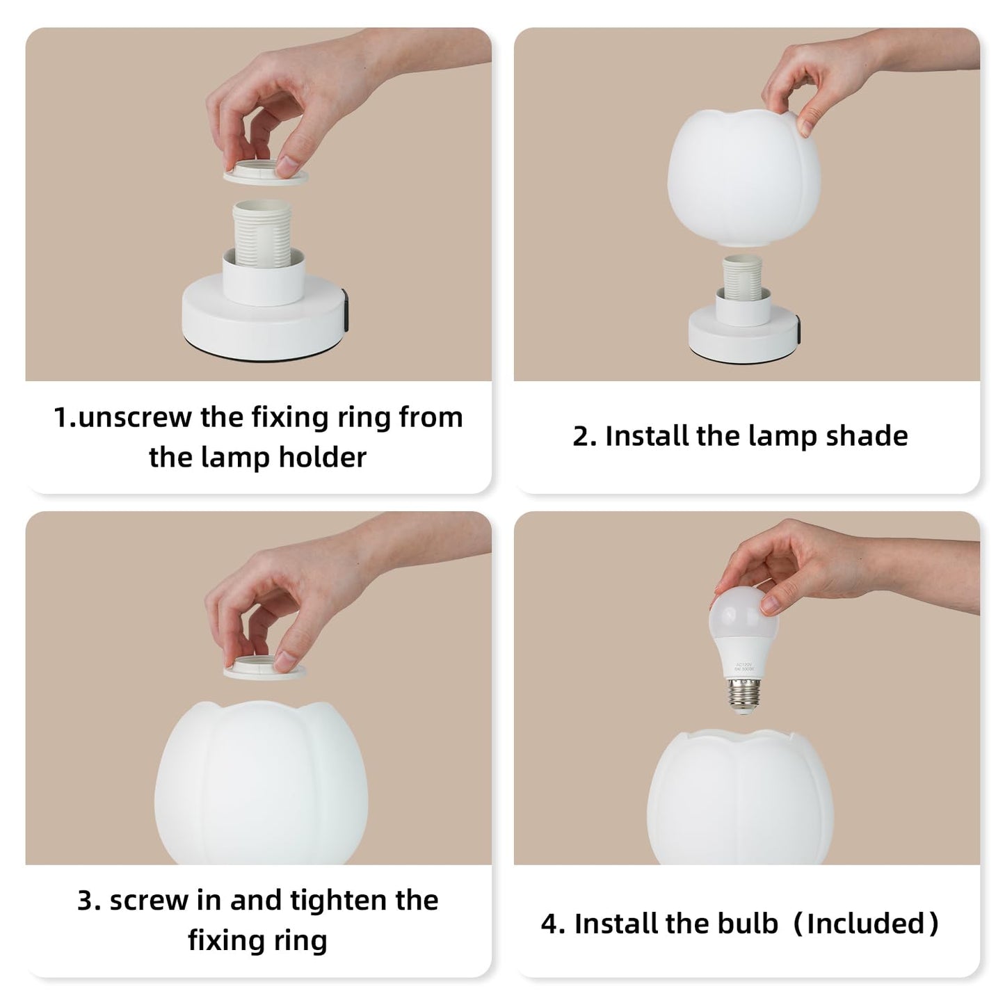 Komothala Touch Bedside Lamp with USB C+A Charging Ports,Tulip Flower Lamp with White Glass Lamp Shade, Warm LED Bulb, 3 Way Dimmable, Small Table Lamp for Bedroom Nightstand Living Room