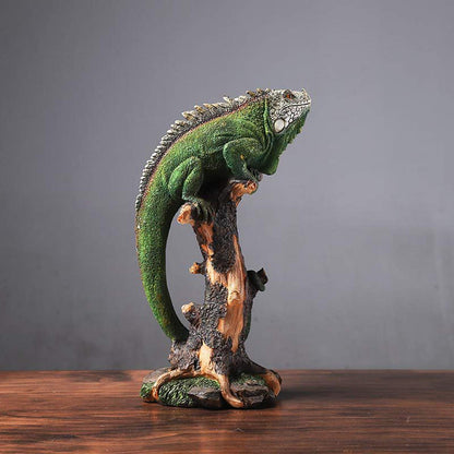 SHTWX 14 Inch Lizard Statue Resin Sculpture Decor Figurines for Home Decor Accents, Living Room Bedroom Office Decoration - Animal Sculptures Collection for Lizard Lovers
