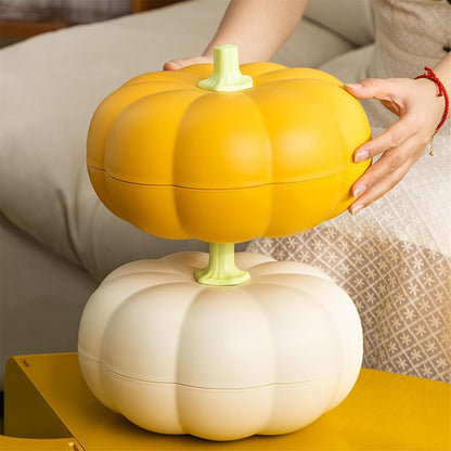 ATMEET Halloween Pumpkin Snackle Box Container Halloween Decorations Organizer Versatile Snack Storage 2 Tier Lazy Susan Divided Serving Tray