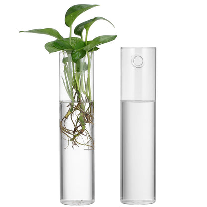 ARTSEWPLY Wall Mounted Glass Tube Vases for Plants Propagation, Large Cylinder Hanging Terrariums, Water Plants Holder for Indoor Home Décor, 2pcs