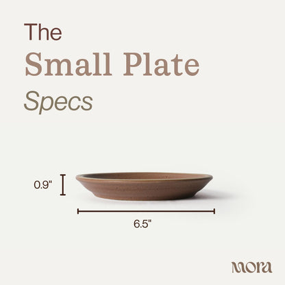 MORA Small Plates Set of 4, 6.5 inch Ceramic Pottery Dessert Plates - Microwave, Oven and Dishwasher Safe - Harvest