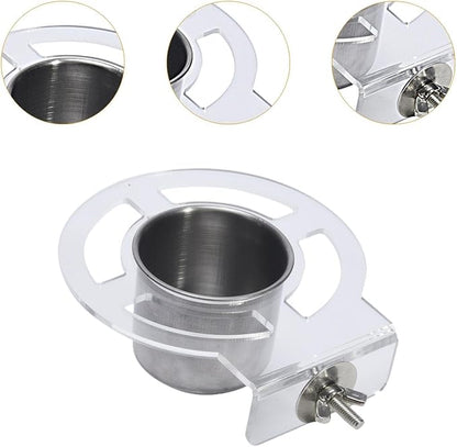 Bird Feeding Dish Cups Birdcage Coop Water Feeder Stainless Steel Parrot Food Bowl Cage Parrot Feeders for Cockatiel Parakeet
