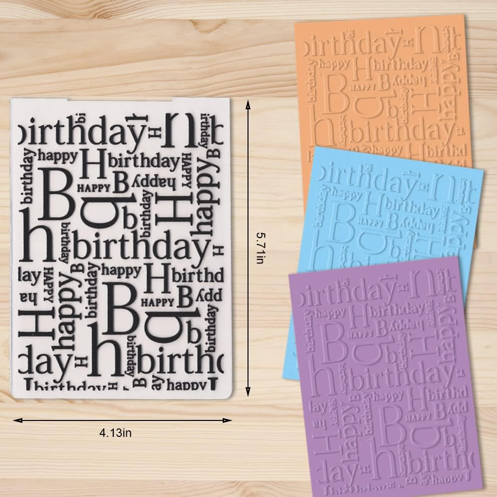 Happy Birthday Plastic Embossing Folders for Card Making Words Background Scrapbooking Plastic Template Photo Album Card Paper Handmade DIY Craft Decoration Template Molds
