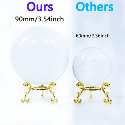 YINBEILIXU Crystal Ball with Metal Stand,3D Glass Ball Sphere, Crystal Figurine Clear Ball for Home Decoration, Party,Birthday,Anniversary,Wedding Decor, Gift,Photography (90mm, Cake)