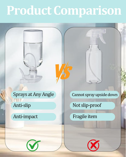 2 Pack 360° Glass Spray Bottles with Silicone Sleeve, 16 oz Empty Refillable Containers with Adjustable Spray Nozzles, Spray Bottles for Hair, Cleaning Solutions and Plants White