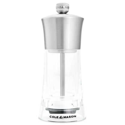 Cole & Mason Bromley Pepper Mill, 6" - Pepper Grinder with Ultra-Sharp Grinding Mechanism - Flavor-Enhancing Pepper Shaker - Refillable Mill with Adjustable Grinding - Acrylic, Pepper Mill