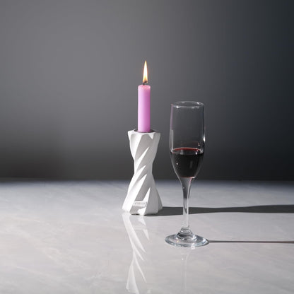 ICNBUYS Twizzle Twist Candle Holder, Decorative Candle Holder for Table Display, Romantic Decoration, Unique Home Décor Aesthetic, Housewarming Gift, Sculpture Candle Stand Height 5.7 inches - Cement