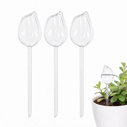 Kysren 3 Pcs Self Watering Globes for Indoor Plants - 9.6" Tulip Plant Watering Devices for Vacation, Shatterproof Clear Plastic Watering Bulbs