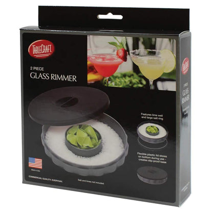 Tablecraft 2 Piece Glass Rimmer Tray with Non-Slip Top, Silver/Black