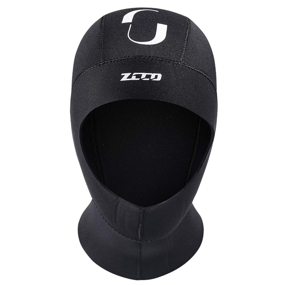 Neoprene Wetsuit Hood Scuba Diving Hood 3MM 5MM for Men Women Youth, Bib Dive Cap Surfing Thermal Hood for Kayaking Snorkeling Swimming Sailing Canoeing Water Sports (5mm Black, L)